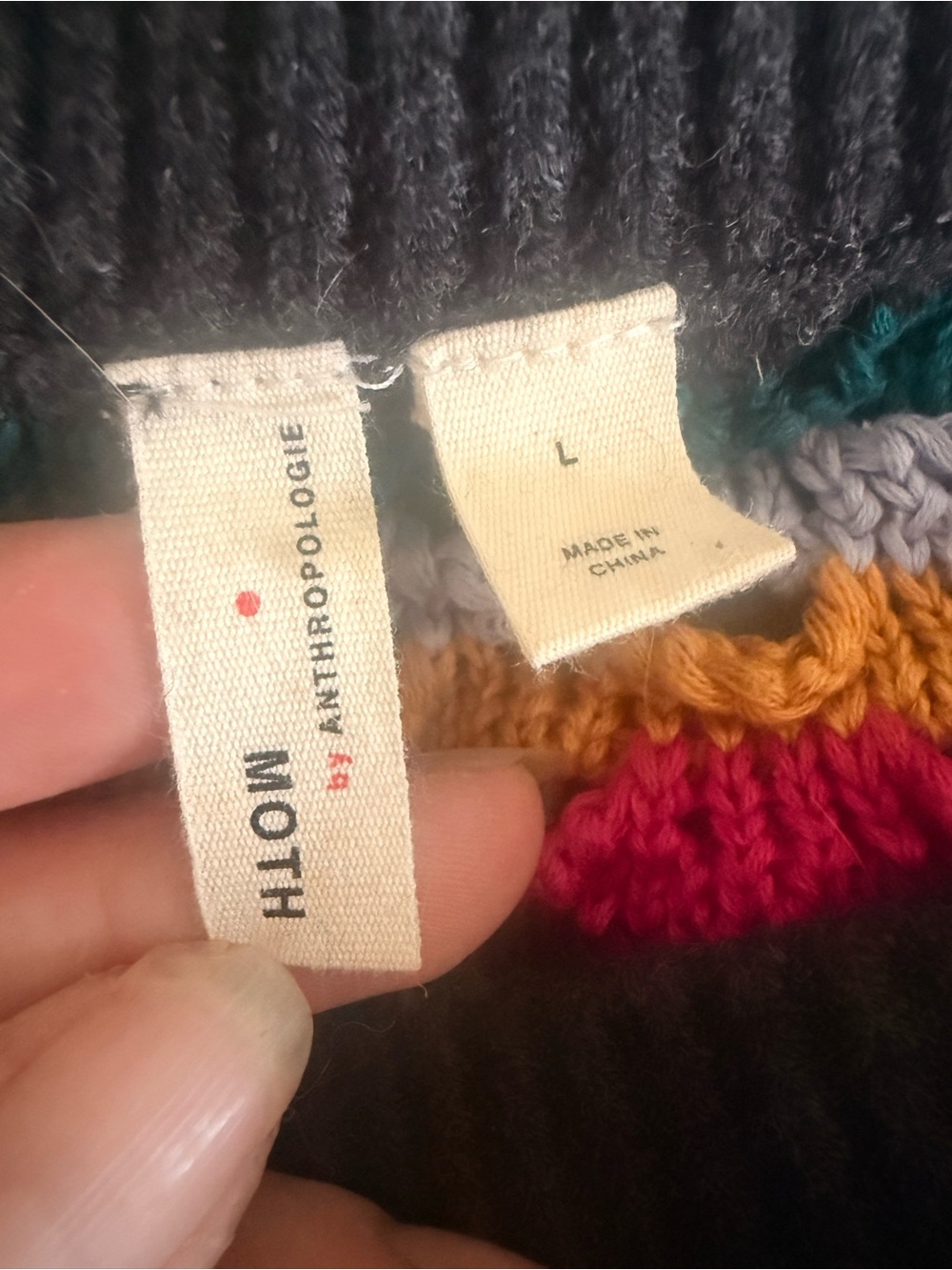 Women’s grey MOTH by Anthropologie Sweater with Multicolor Yoke - Picture 4 of 4